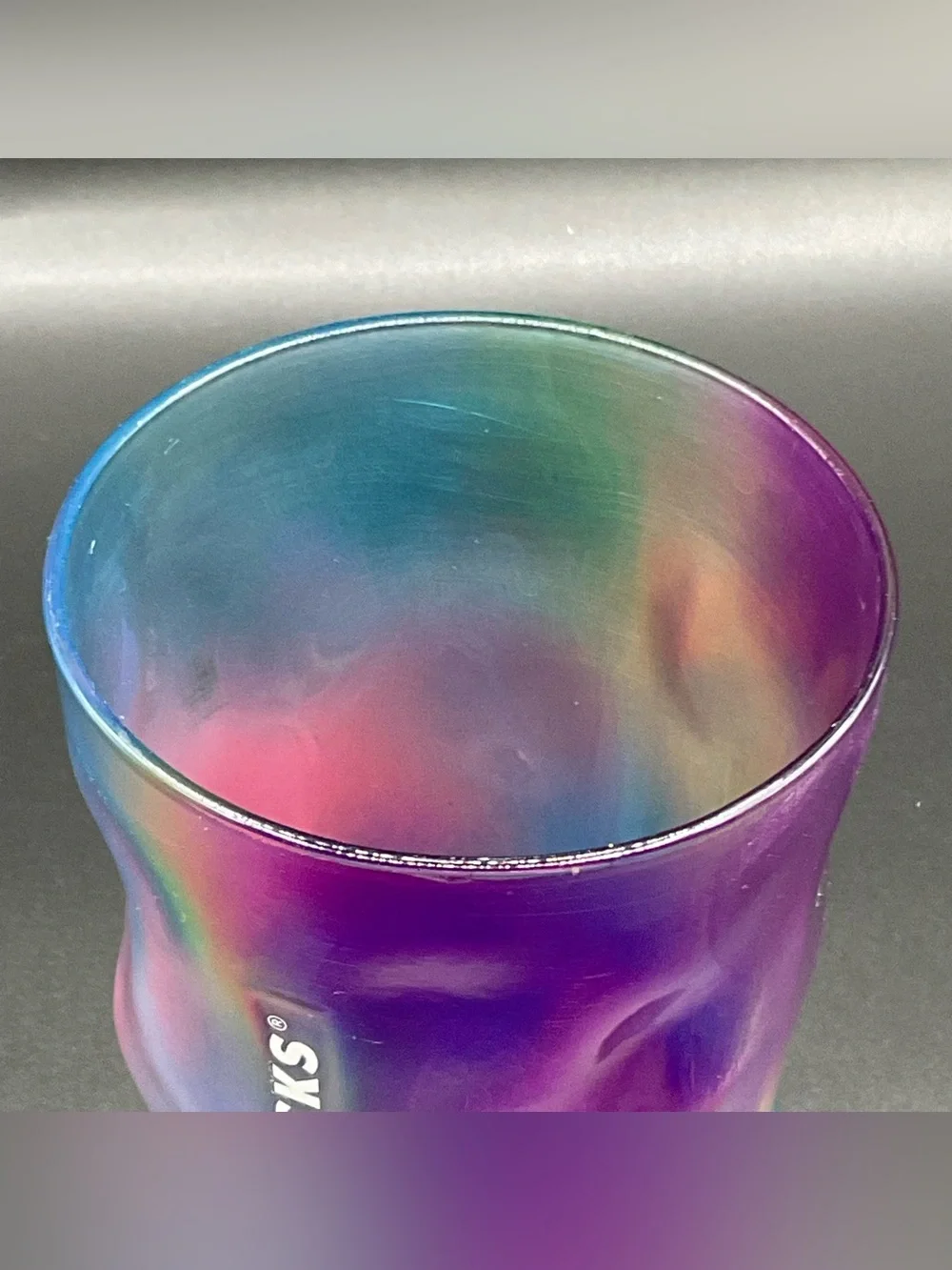Starbucks 2024 Retired 16 oz Rainbow Glass Tumbler Pink Lid Green Straw tie dye